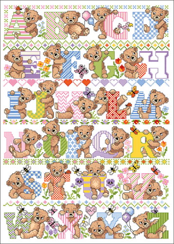 Lindner,Stickvorlage,Teddy ABC